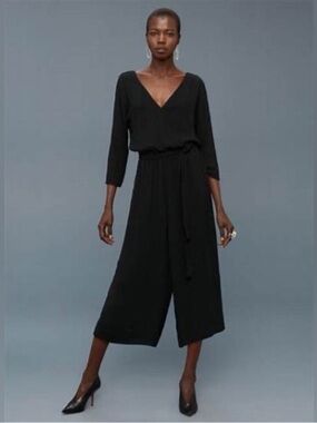 ARITZIA BABATON 3/4 Sleeve Black Wide Leg Jumpsuit